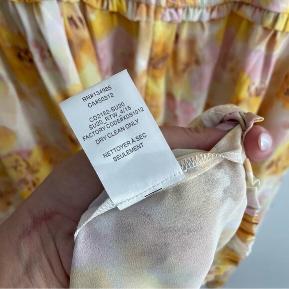 For Love & Lemons | Womens Zinna Midi Dress Lemonade Yellow Floral Smocked Small - Picture 12 of 12